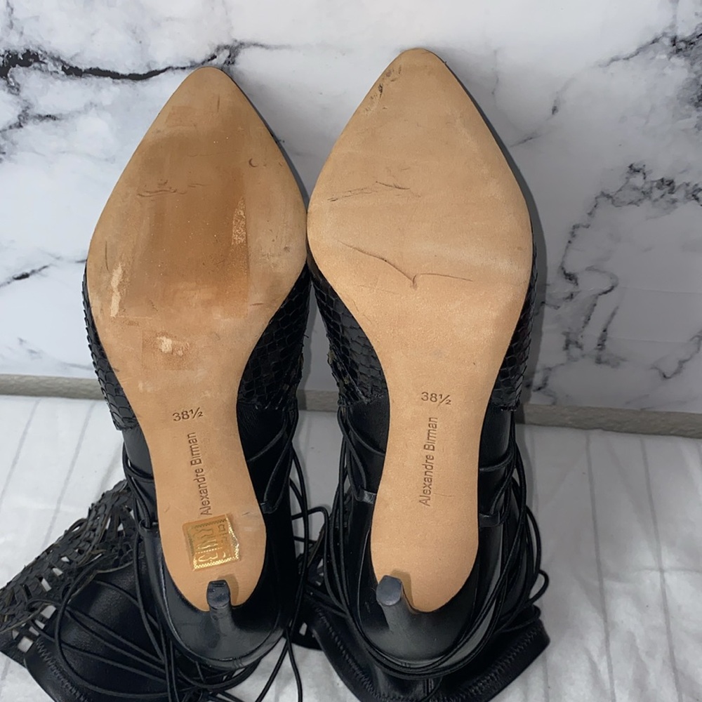 Alexandre Birman Black Lace Up Boots with Stiletto Heel, Size 38 1/2 Booties - Picture 5 of 9